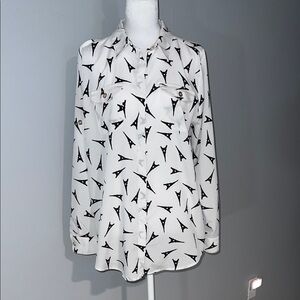 Karl Lagerfeld Chic Eiffel Tower Print White Blouse